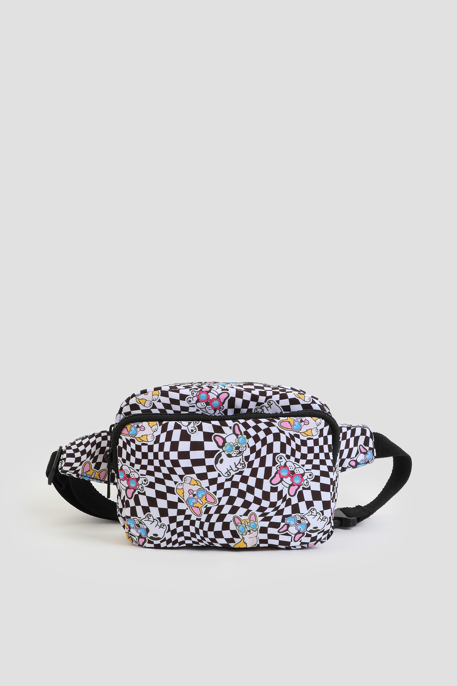 Ardene Printed Fanny Pack in Black | Faux Leather/Polyester