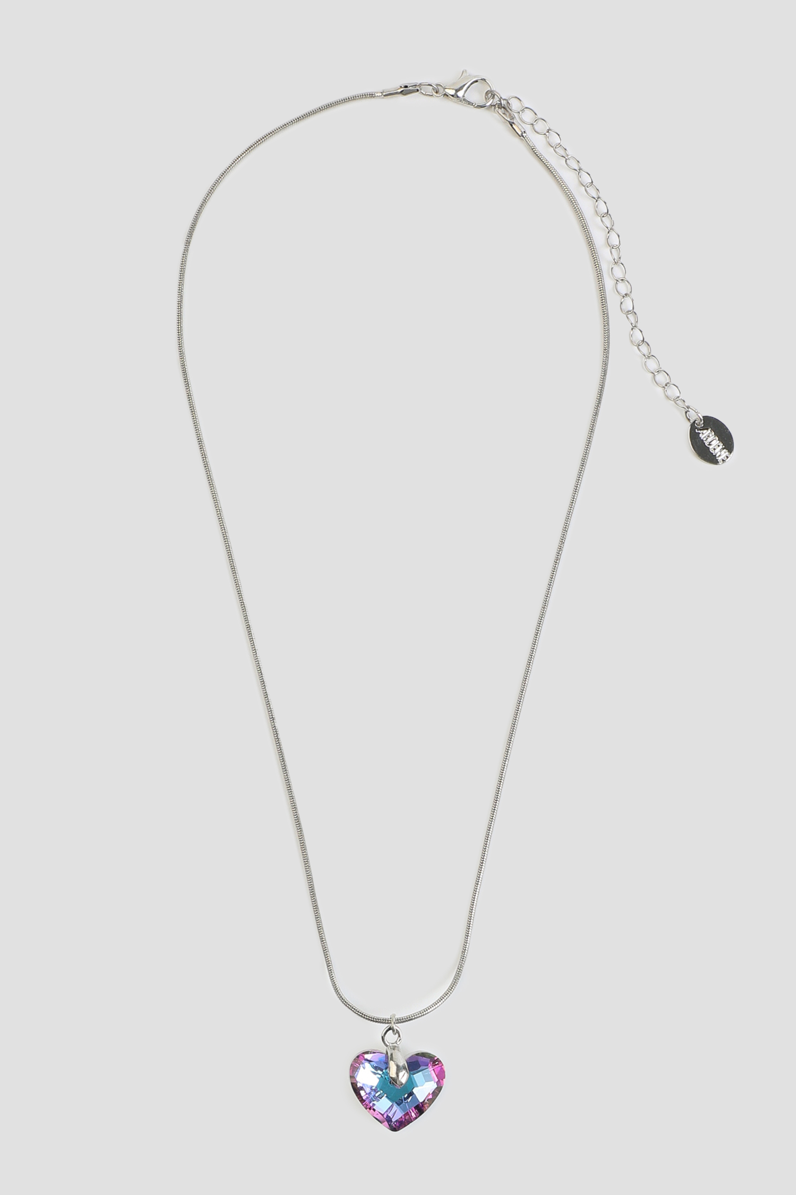 Ardene Glass Heart Necklace in Silver