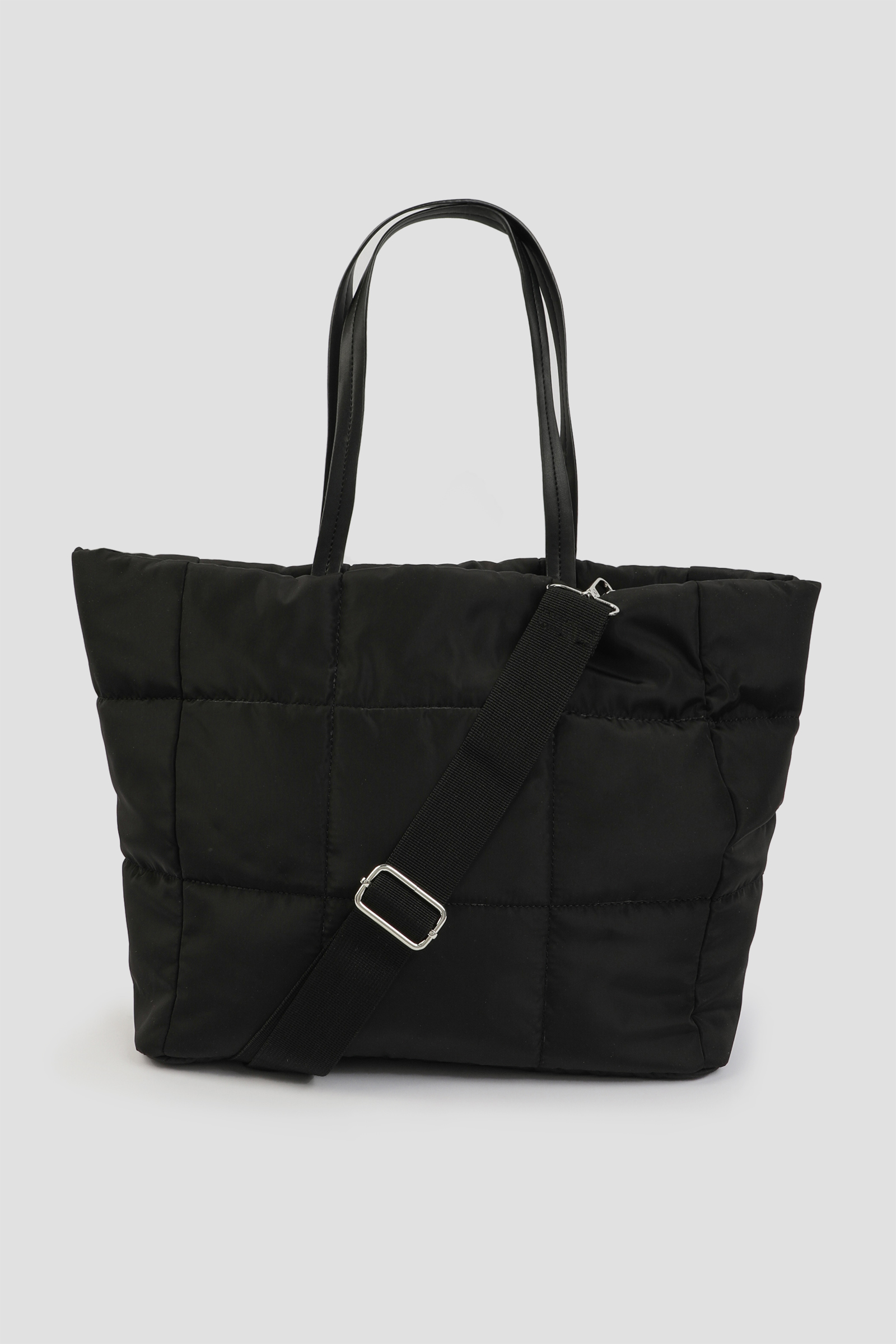 Ardene Nylon Quilted Tote Bag in Black | Polyester/Nylon