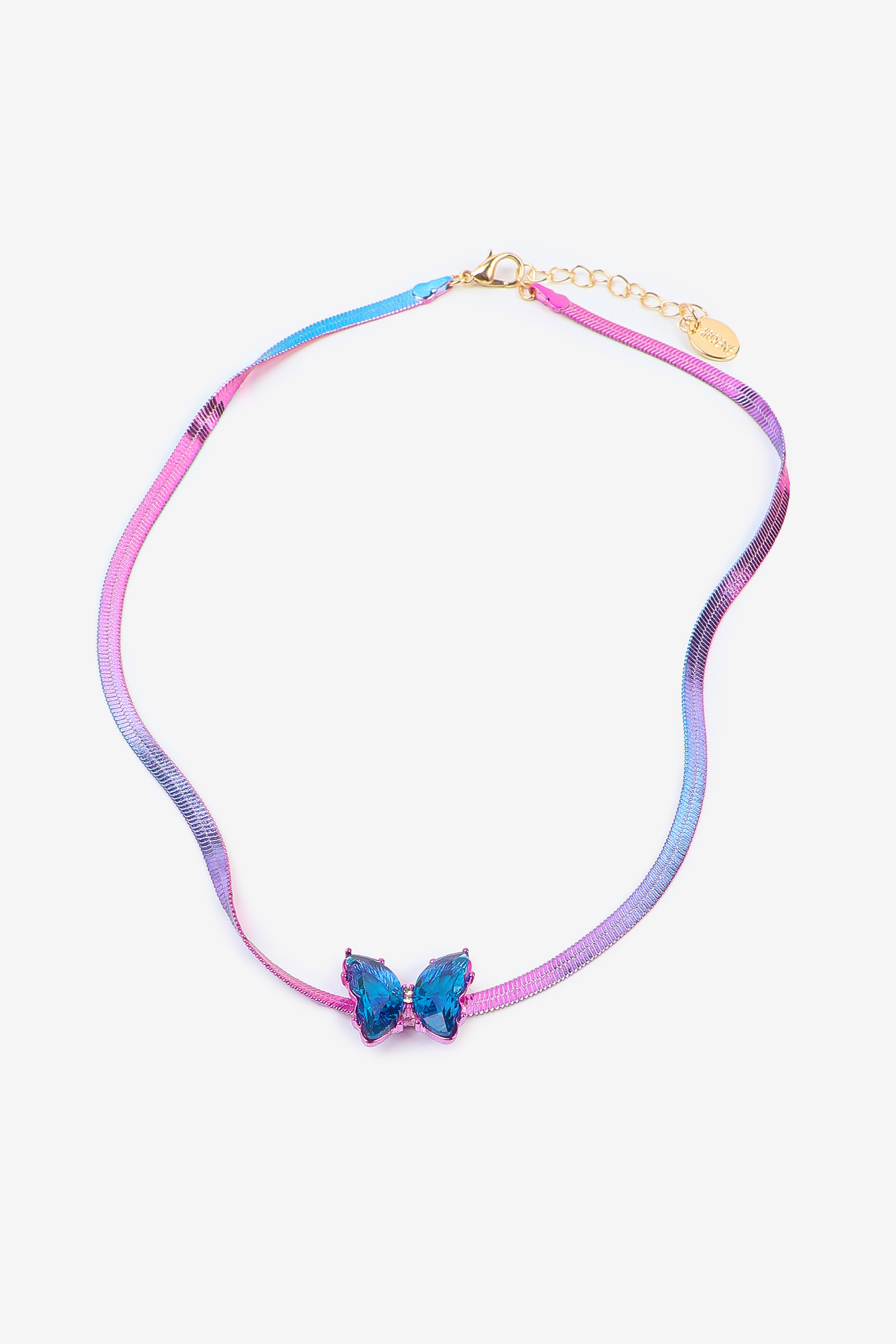 Ardene Multicolored Chain Necklace with Butterfly Pendant