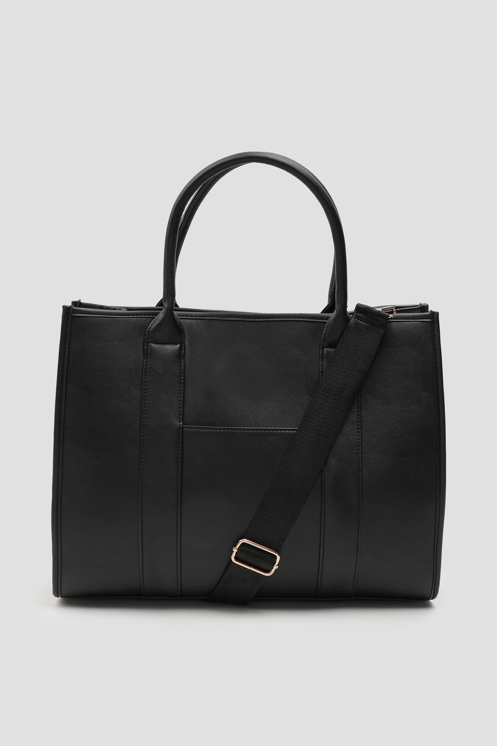 Ardene Large Black Tote Bag | Faux Leather/Polyester