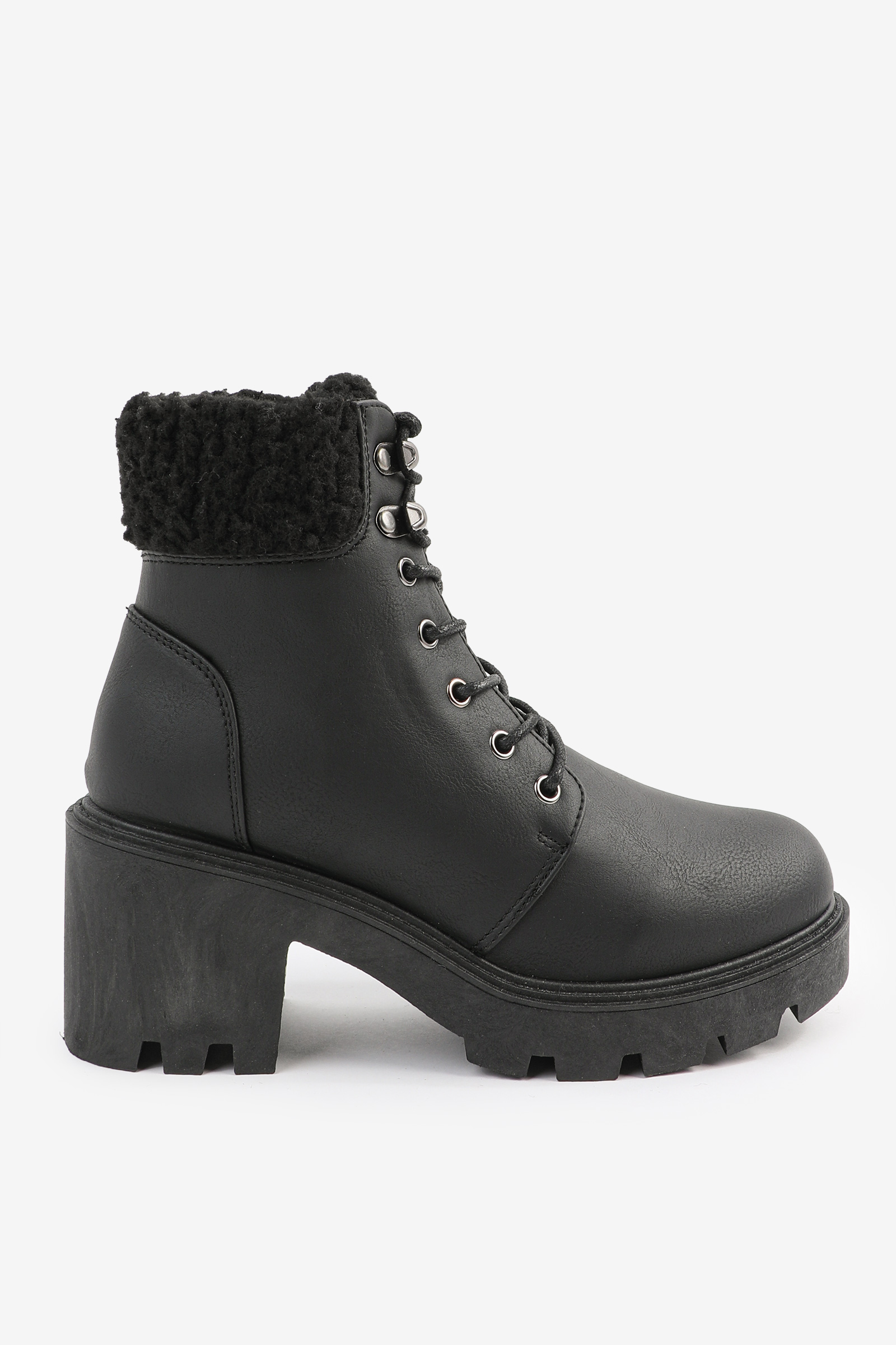 Ardene Warm-Lined Ankle Boots on Lug Sole in | Size | Faux Leather | Microfiber