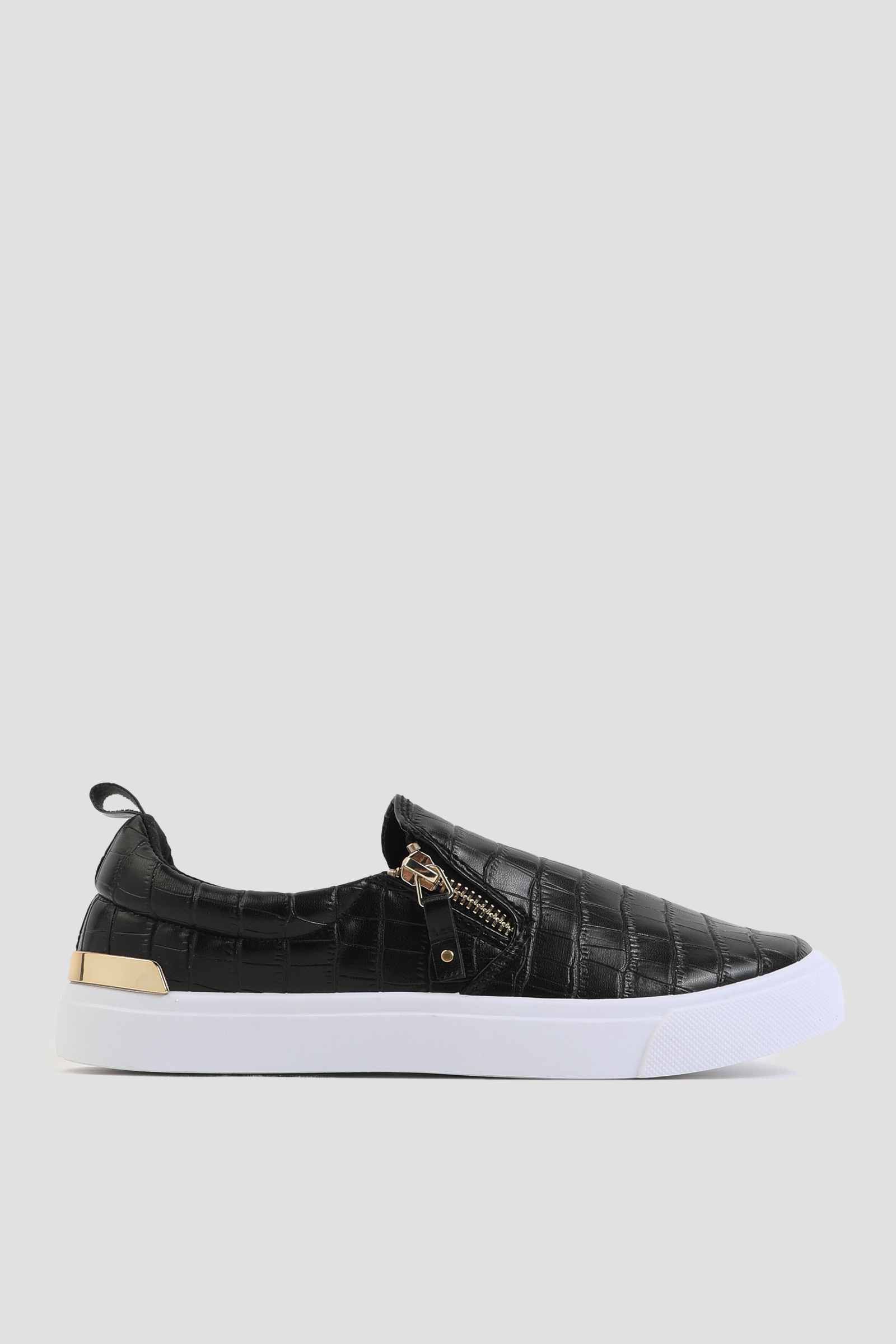 Ardene Croc Embossed Slip-On Sneakers in | Size | Faux Leather