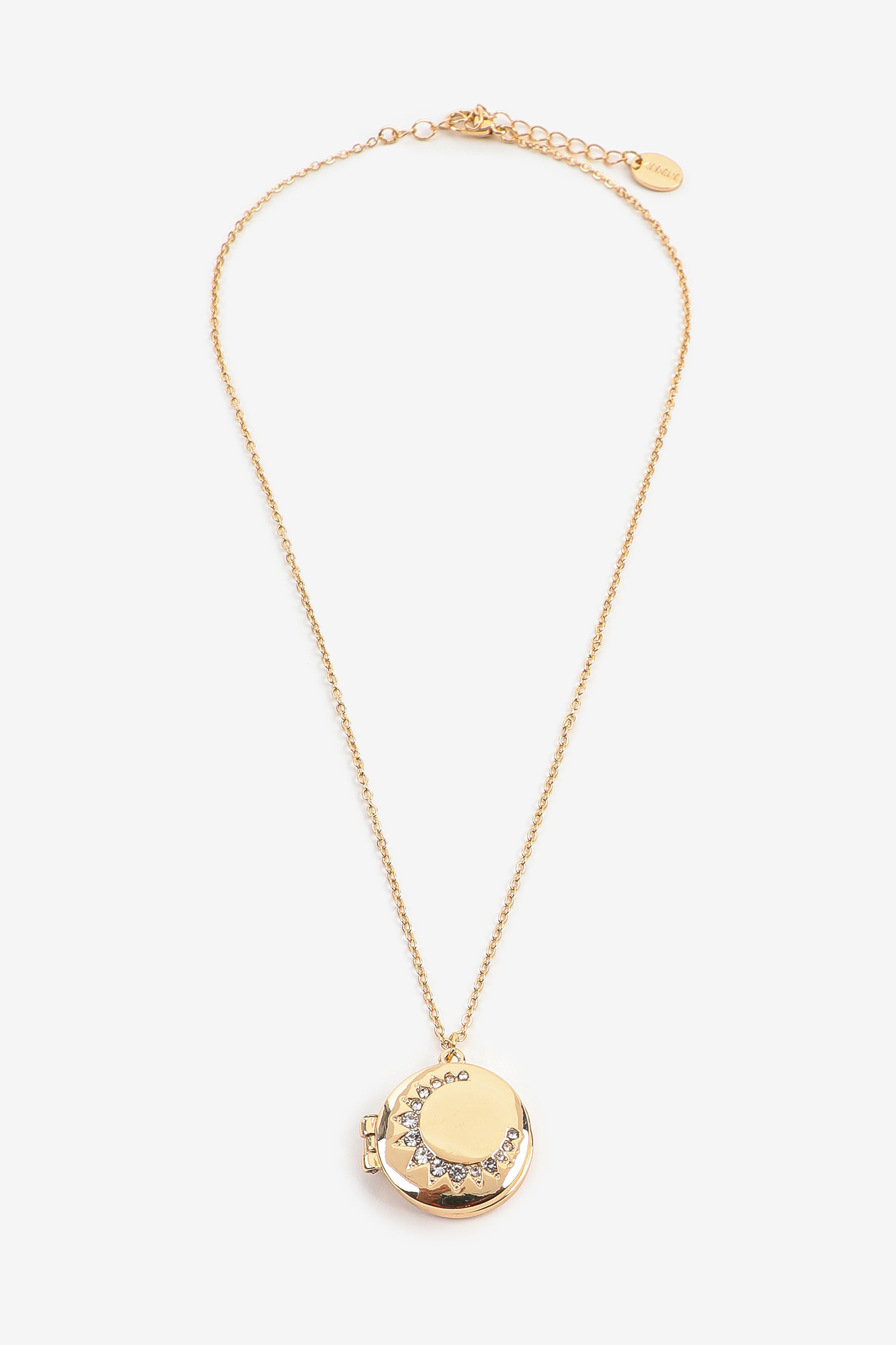 Ardene Pave Sun Locket Necklace in Gold