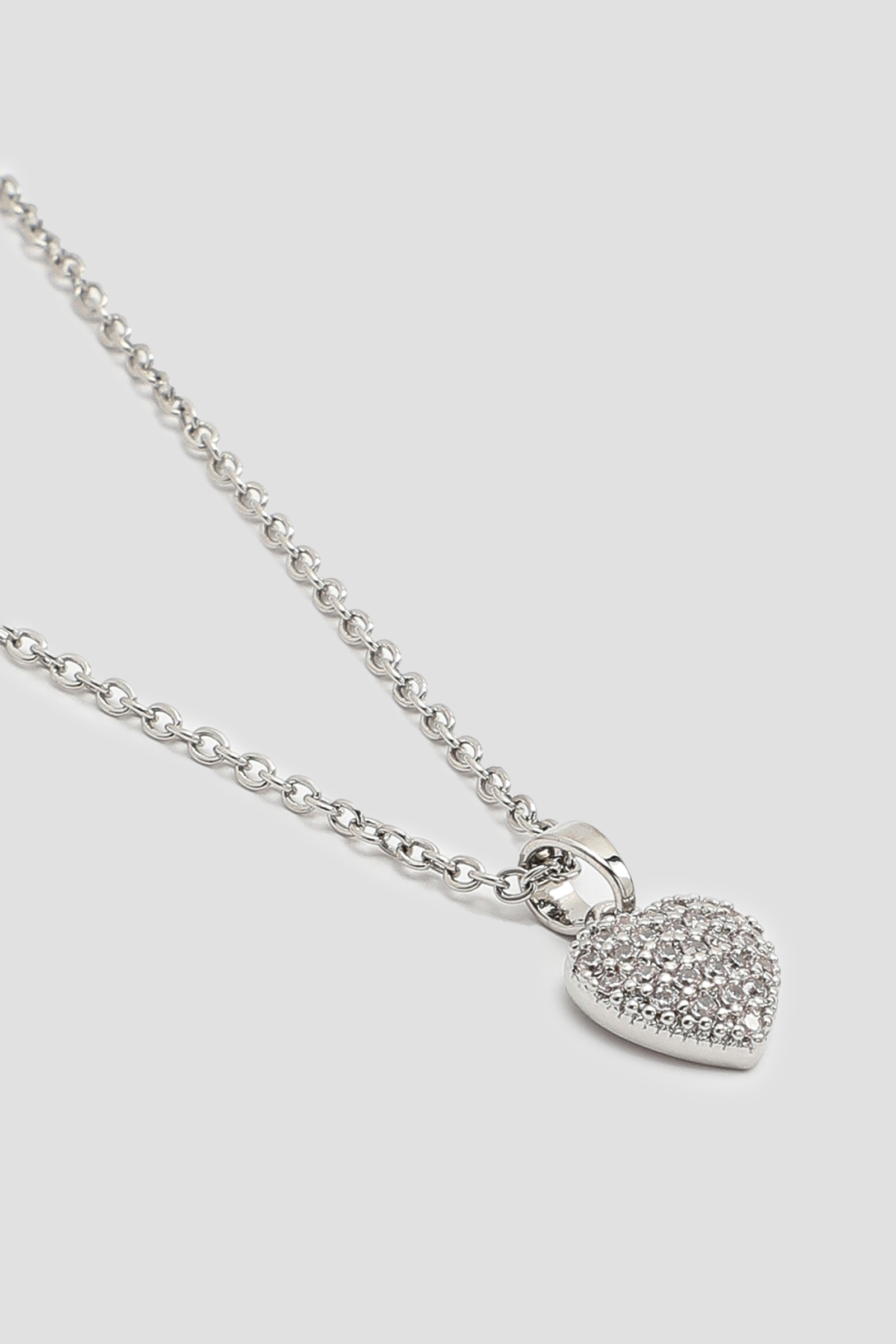 Ardene Cubic Zirconia Heart Necklace in Silver